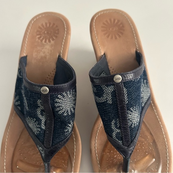 UGG Solera Denim Logo Wedge Sandals | Size 8 - Picture 2 of 8